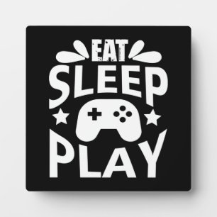 Placa Expositora Comer, dormir, jugar - Gracioso videojugador, humo