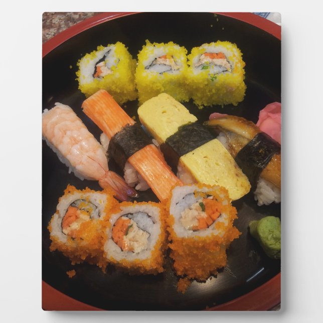 Placa Expositora Comida Japonesa Cruda Deliciosa Sirviendo Sushi (Frente)
