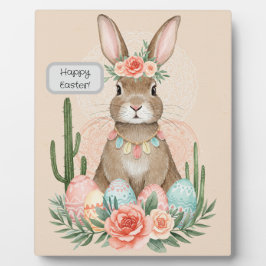 Placa Expositora Conejo de Pascua Boho Caprichoso Pastel