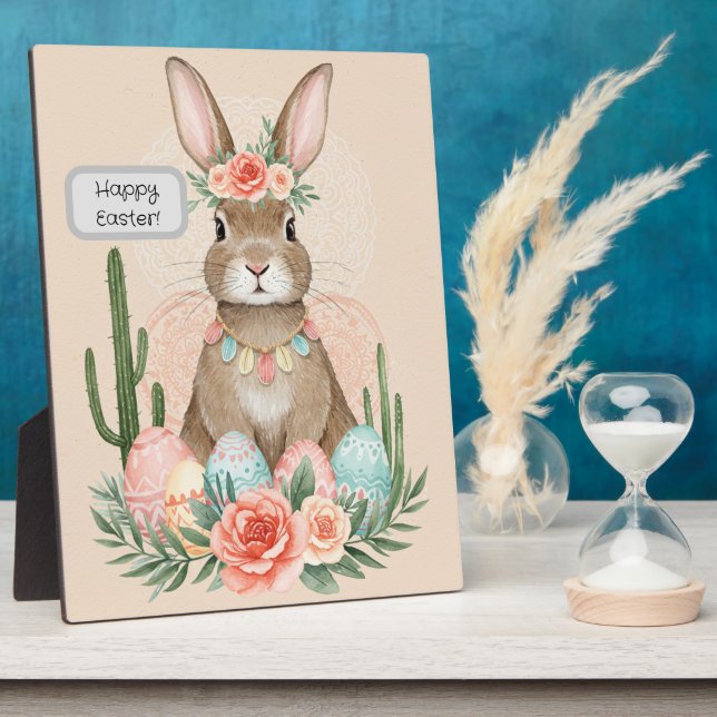 Placa Expositora Conejo de Pascua Boho Caprichoso Pastel (Lado)