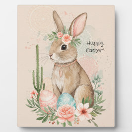 Placa Expositora Conejo de Pascua Boho Caprichoso Pastel