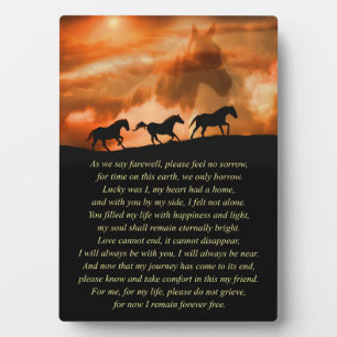 Placa Expositora Conmemoración de la simpatía de los caballos con p