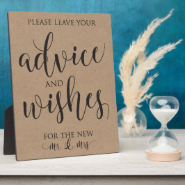 Placa Expositora Consejos y deseos Rótulo de decoración Boda