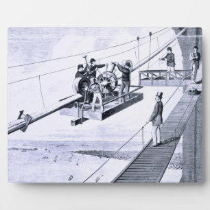Placa Expositora Construcción del puente de Brooklyn, Nueva York (l