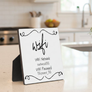 Placa Expositora Contraseña de información WIFI del visitante invit