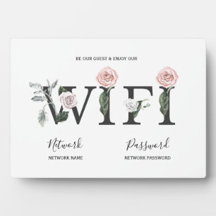 Placa Expositora Contraseña de invitado de Rosa Floral WIFI
