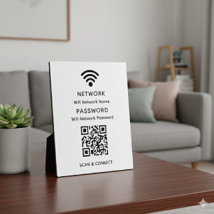 Placa Expositora Contraseña de red de código WIFI QR simple blanco
