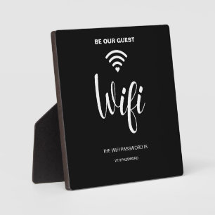 Placa Expositora Contraseña de Wi-Fi simple Minimalista negra