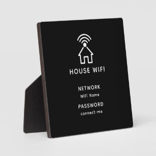 Placa Expositora Contraseña Wi-Fi de la Casa Minimalista Blanca y N