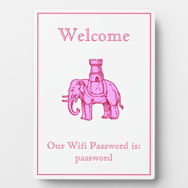 Placa Expositora Contraseña Wifi Elephant and Castle (Frente)