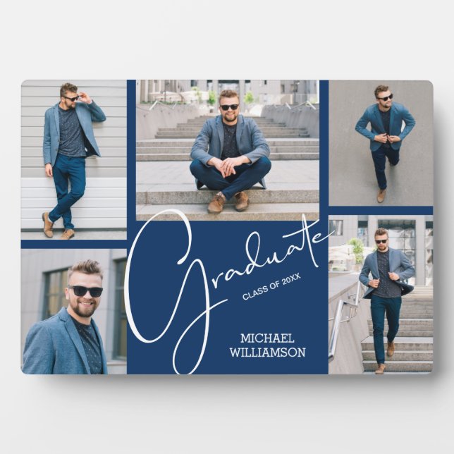 Placa Expositora Control de graduación azul multifoto (Frente)