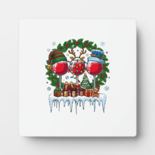 Placa Expositora Copas de vino rojas de Navidad Corona de acebo Hom