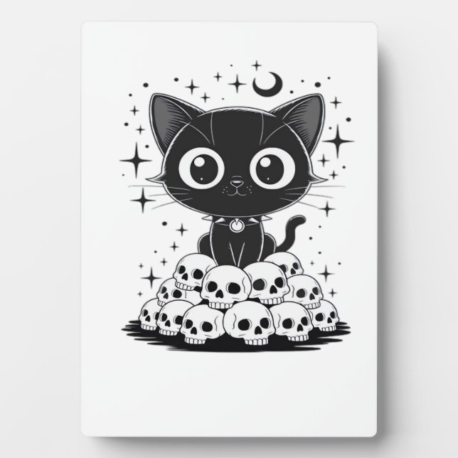 Placa Expositora Copy of Cat Skulls Creepy Cute Kitty Goth Black Al (Frente)
