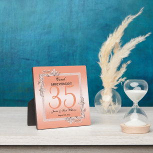 Placa Expositora Coral Gem y Purpurina 35° Aniversario Boda