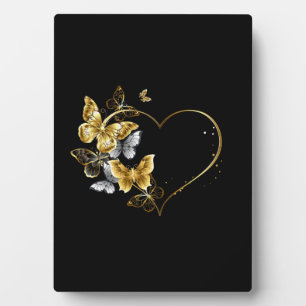 Placa Expositora Corazón con mariposas doradas