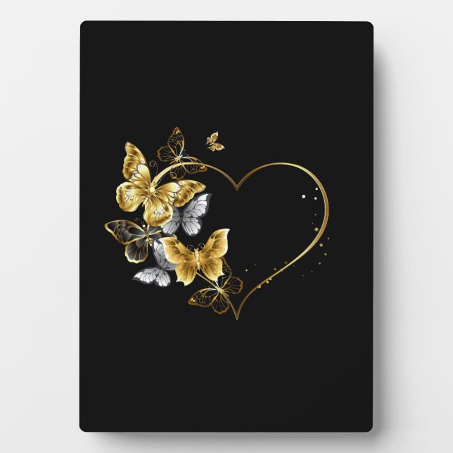 Placa Expositora Corazón con mariposas doradas (Frente)