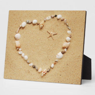 Placa Expositora Corazón de conchas marinas con pez estrella