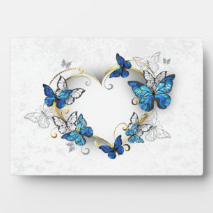 Placa Expositora Corazón de joyas con mariposas Morfo