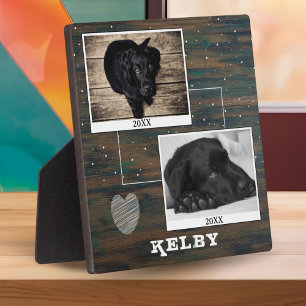 Placa Expositora Corazón de madera rústica memorial para perro