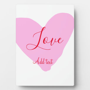 Placa Expositora Corazón rosa amor feliz día de San Valentín texto 