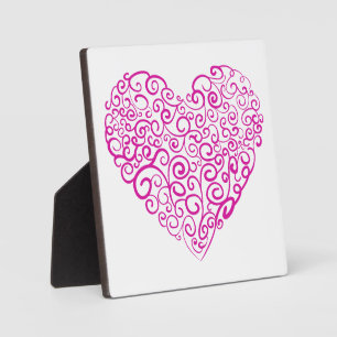 Placa Expositora Corazón rosa de escritura a mano espiral para Día