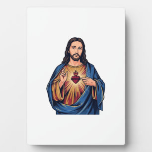 Placa Expositora Corazón Sagrado Grabado Antiguo Vector Religioso D