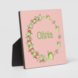 Placa Expositora Corazones rosados y verdes y tabla de coronas mari