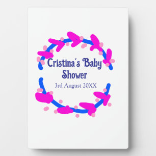 Placa Expositora Corona floral de shower de bebé púrpura azul boho 
