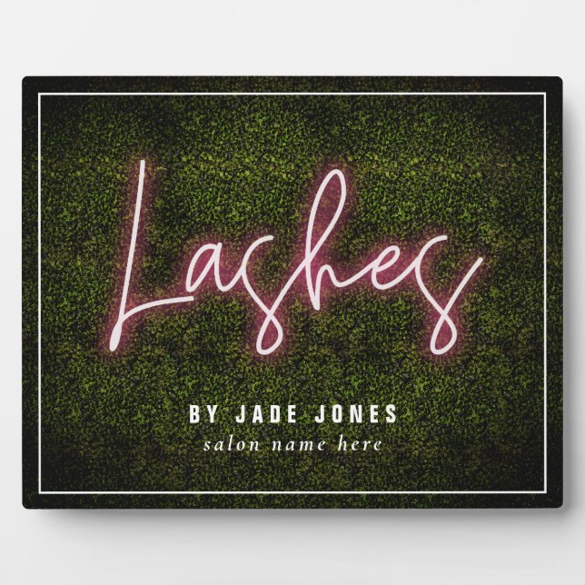 Placa Expositora Cosmetólogo profesional de Neon Lash Artist (Frente)