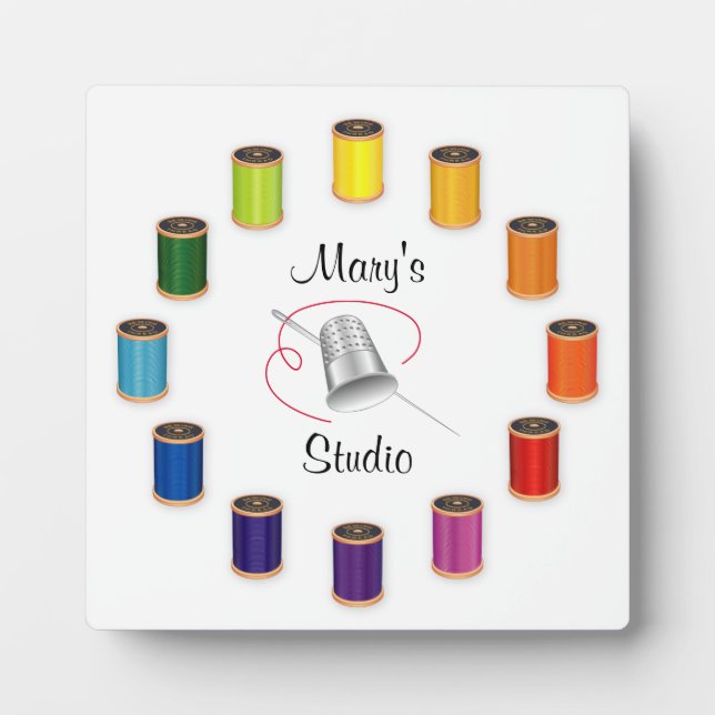 Placa Expositora Costura, aguja y hilos de discusión (Frente)