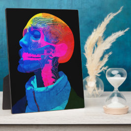 Placa Expositora Cráneo Cibernético – Arte de Anatomía Futurista