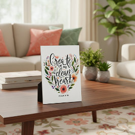 Placa Expositora Crea en Mí un Corazón Floral limpio