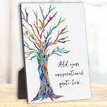 Placa Expositora Crear su propia oferta motivacional Inspiradora<br><div class="desc">Esta placa única está decorada con un diseño de mosaico colorido del árbol de la vida. Añade tu cita o mensaje elegido para personalizarlo. Haga clic en Personalizar Más adelante para cambiar el tipo de letra, el tamaño de la fuente y el color de la fuente. Original Mosaico © Michele...</div>