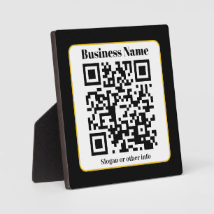 Placa Expositora Crear su propio código QR   Borde dorado blanco ne