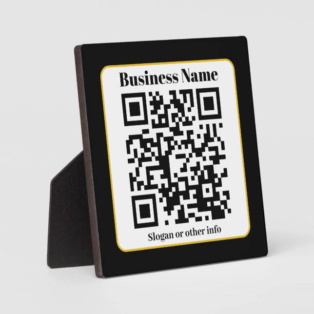Placa Expositora Crear su propio código QR | Borde dorado blanco ne (Anverso)