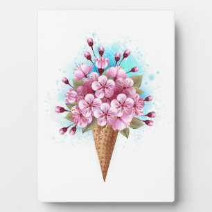 Placa Expositora Crema rosa de hielo Sakura Waffle Cone