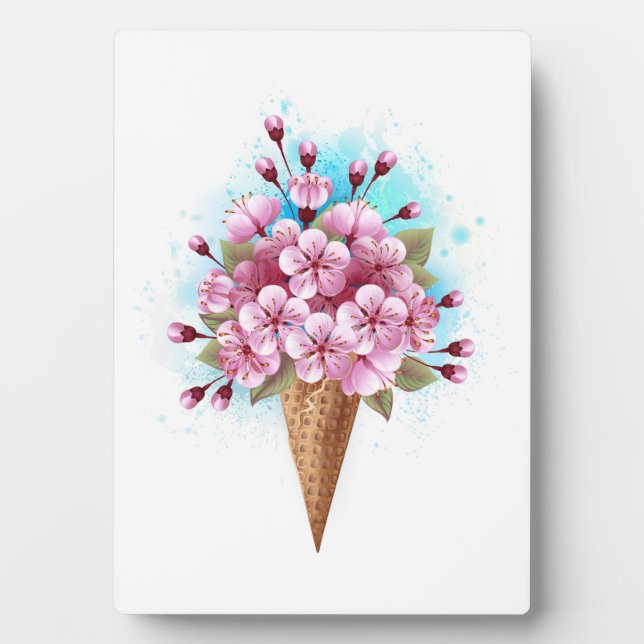 Placa Expositora Crema rosa de hielo Sakura Waffle Cone (Frente)