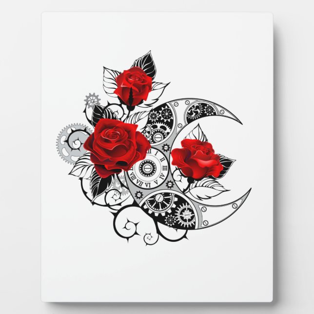 Placa Expositora Crescente Mecánico con Rosas Rojas (Frente)