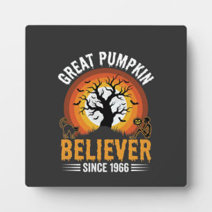 Placa Expositora Creyente de la Gran Calabaza de Halloween Esquelet