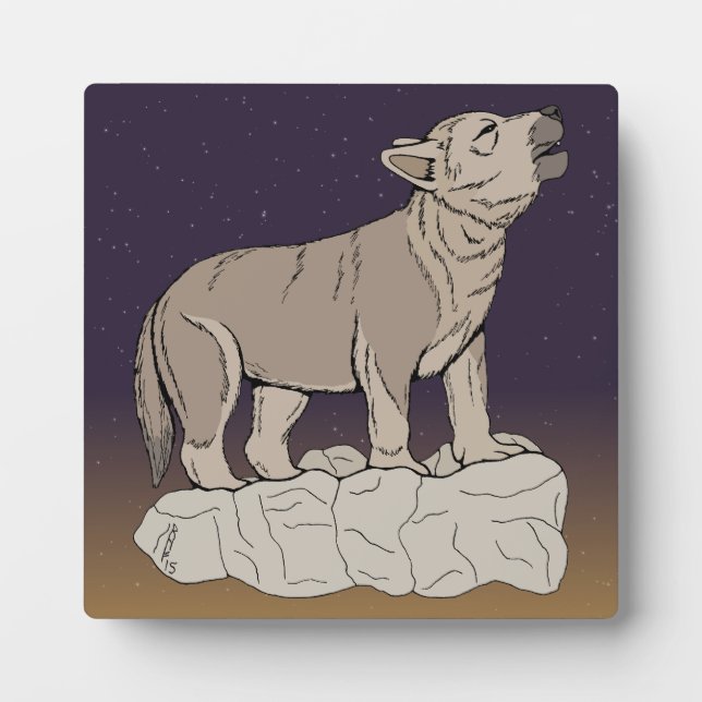 Placa Expositora Cría de lobo aullando (Frente)