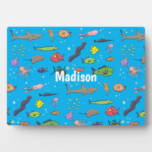 Placa Expositora Criaturas marinas divertidas patrón de ilustracion