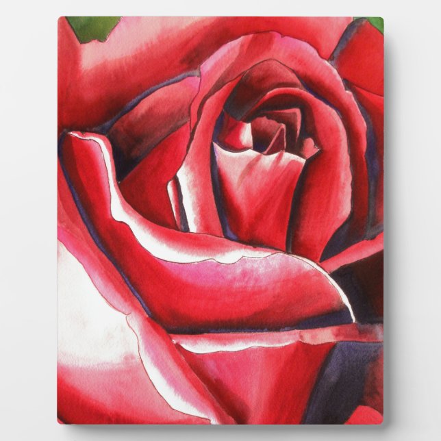 Placa Expositora Crimson Red Rose original acuarela (Frente)