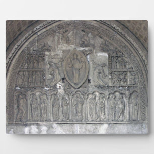 Placa Expositora Cristo con dos ángeles y escenas de la vida de