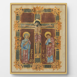 Placa Expositora Cristo crucificado arte cristiano medieval