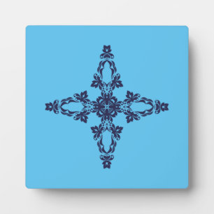 Placa Expositora Cruz Cristiana con Adorno Azul