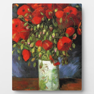 Placa Expositora Cuadro Antiguo de Van Gogh Florero con Flores en F