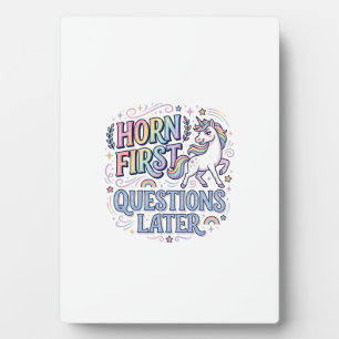 Placa Expositora Cuerno de Unicornio Preguntas Primero Adorable Sti