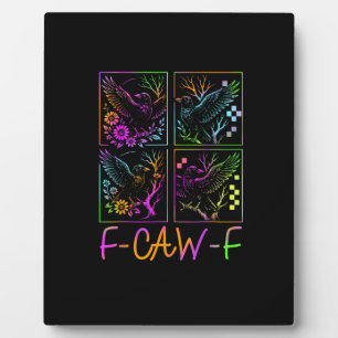Placa Expositora Cuervo F-Caw-F Colorido Neon Góthico Pájaro Divert
