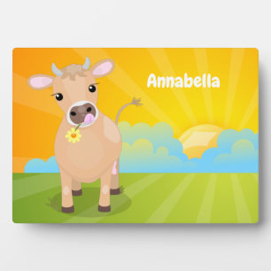 Placa Expositora Cuidada jersey feliz vaca y personalizado de flore