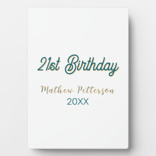 Placa Expositora cumpleaños 21 azul naranja elegante boho retro nom